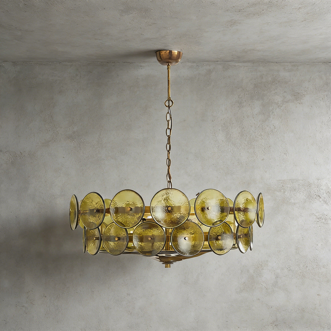 Italian Murano Style Glass Disc Chandelier