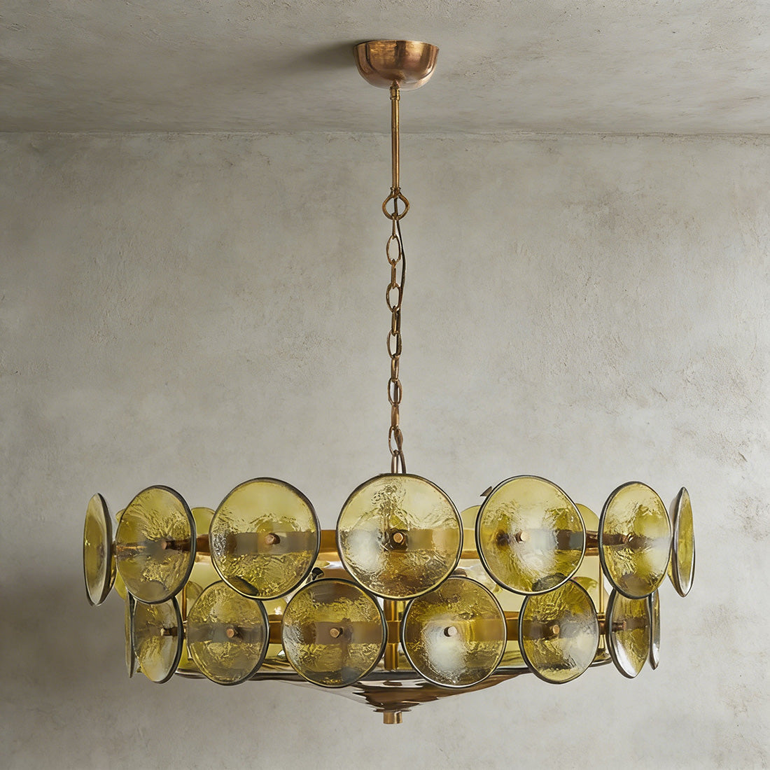Italian Murano Style Glass Disc Chandelier