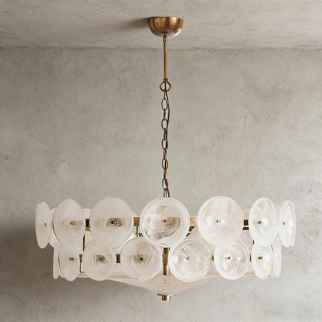 Italian Murano Style Glass Disc Chandelier