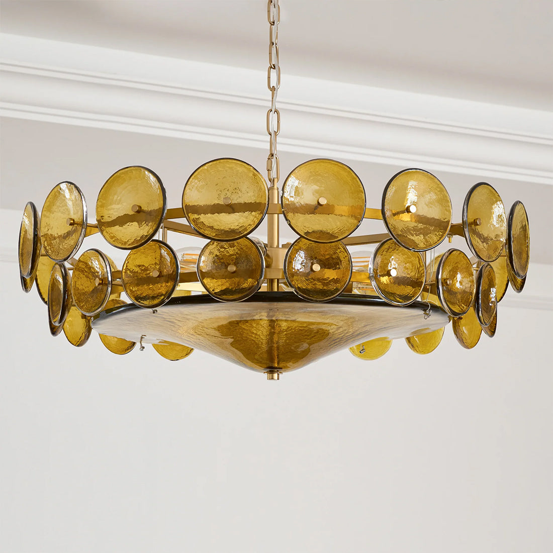 Italian Murano Style Glass Disc Chandelier