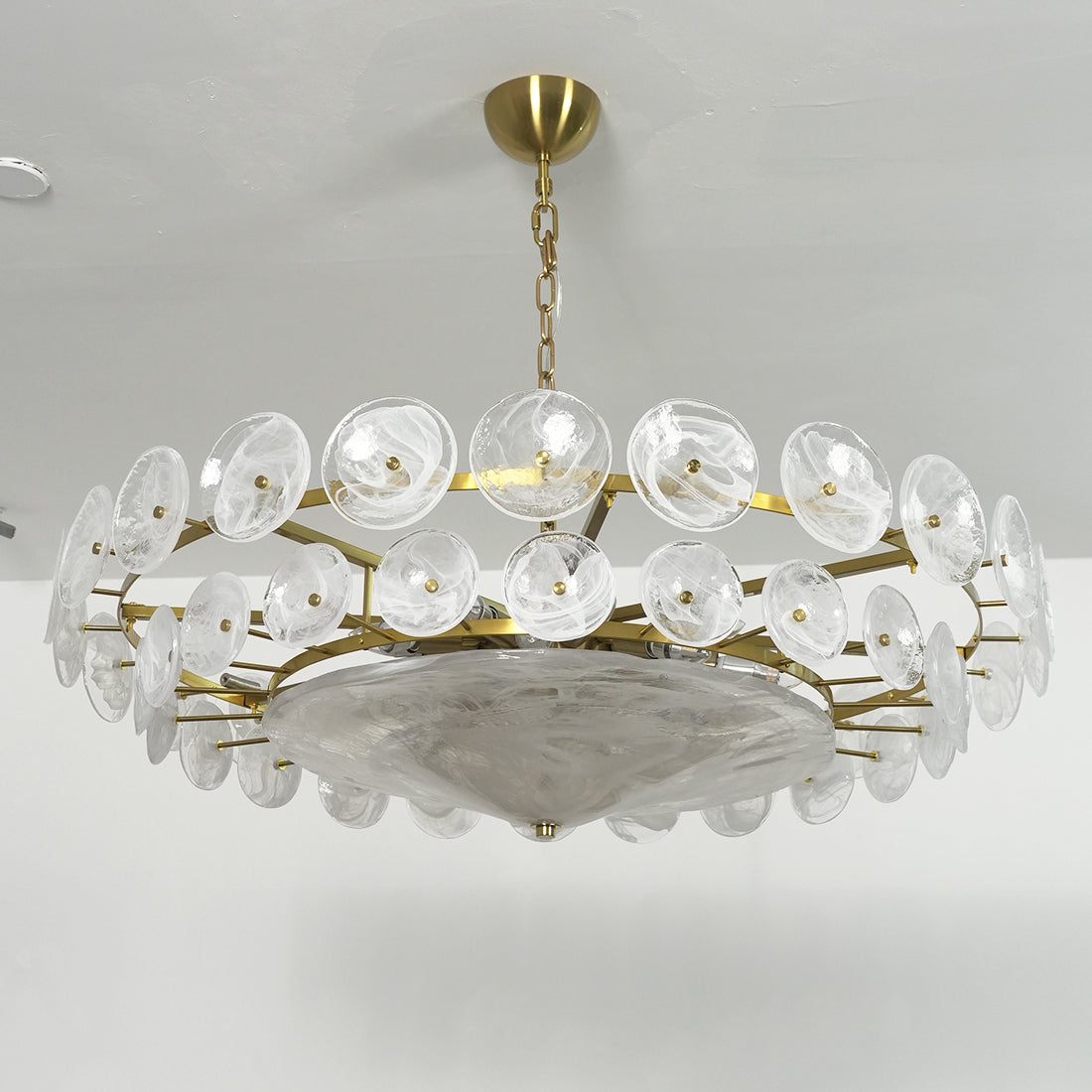 Italian Murano Style Glass Disc Chandelier