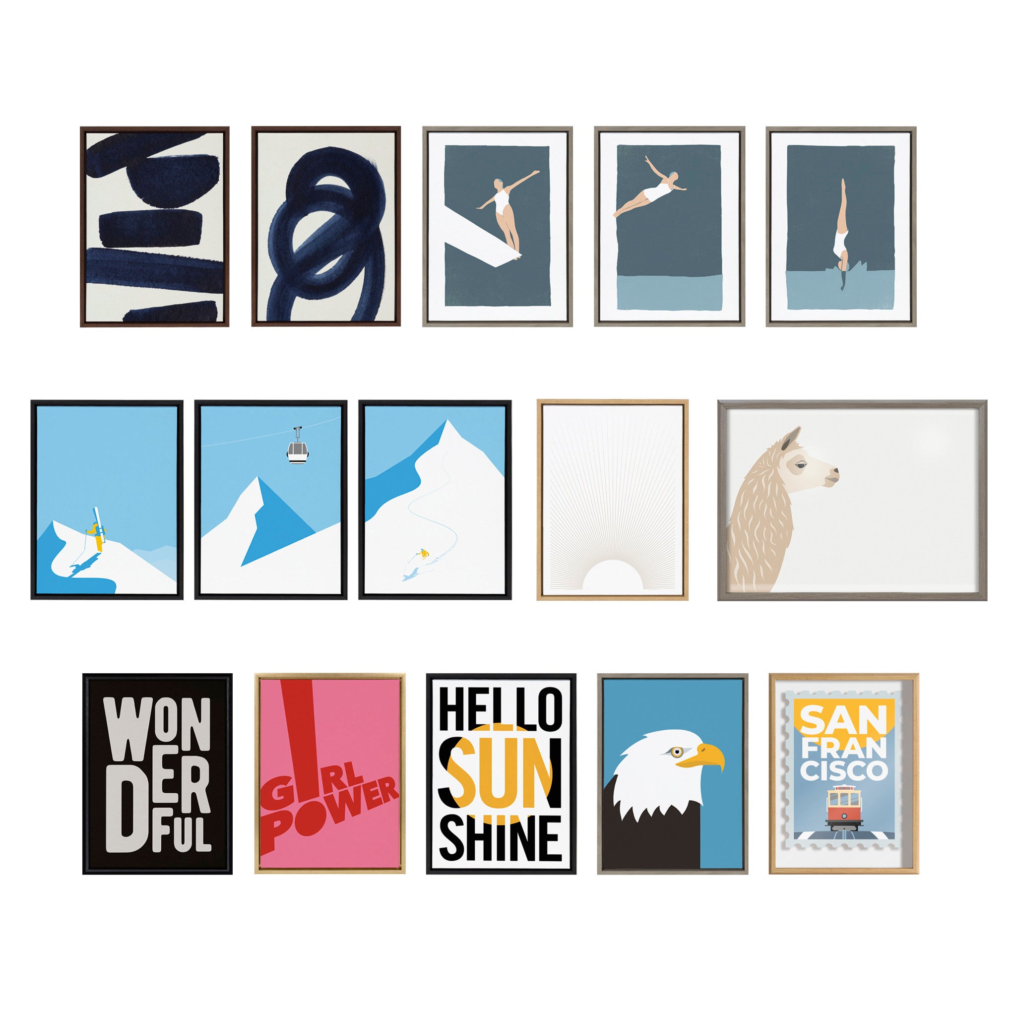 Sylvie Japandi 26 1 and 2 Framed Canvas Art Set by Rocket Jack