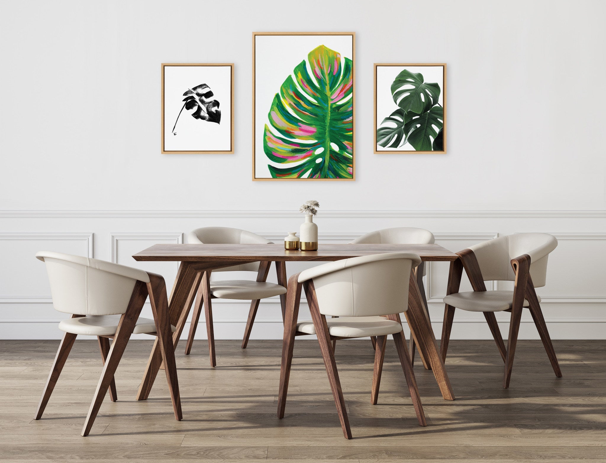 Sylvie EV Monstera, 582 Monstera and Monstera Leaves Framed Canvas Art Set by Various Artists