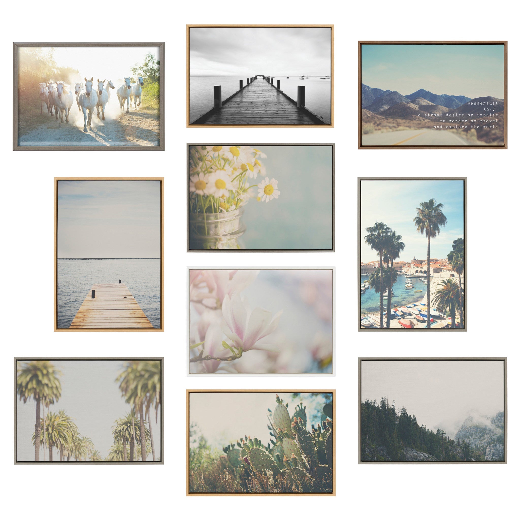 Sylvie Trio of Palm Trees 1, 2 and 3 Framed Canvas by Laura Evans