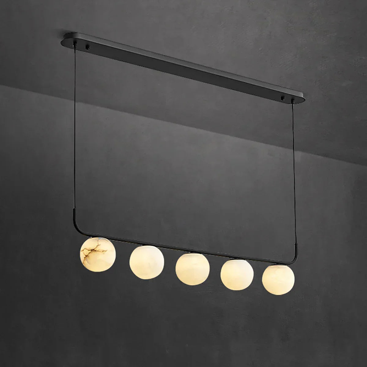 Long Strip Alabaster Spherical Chandelier