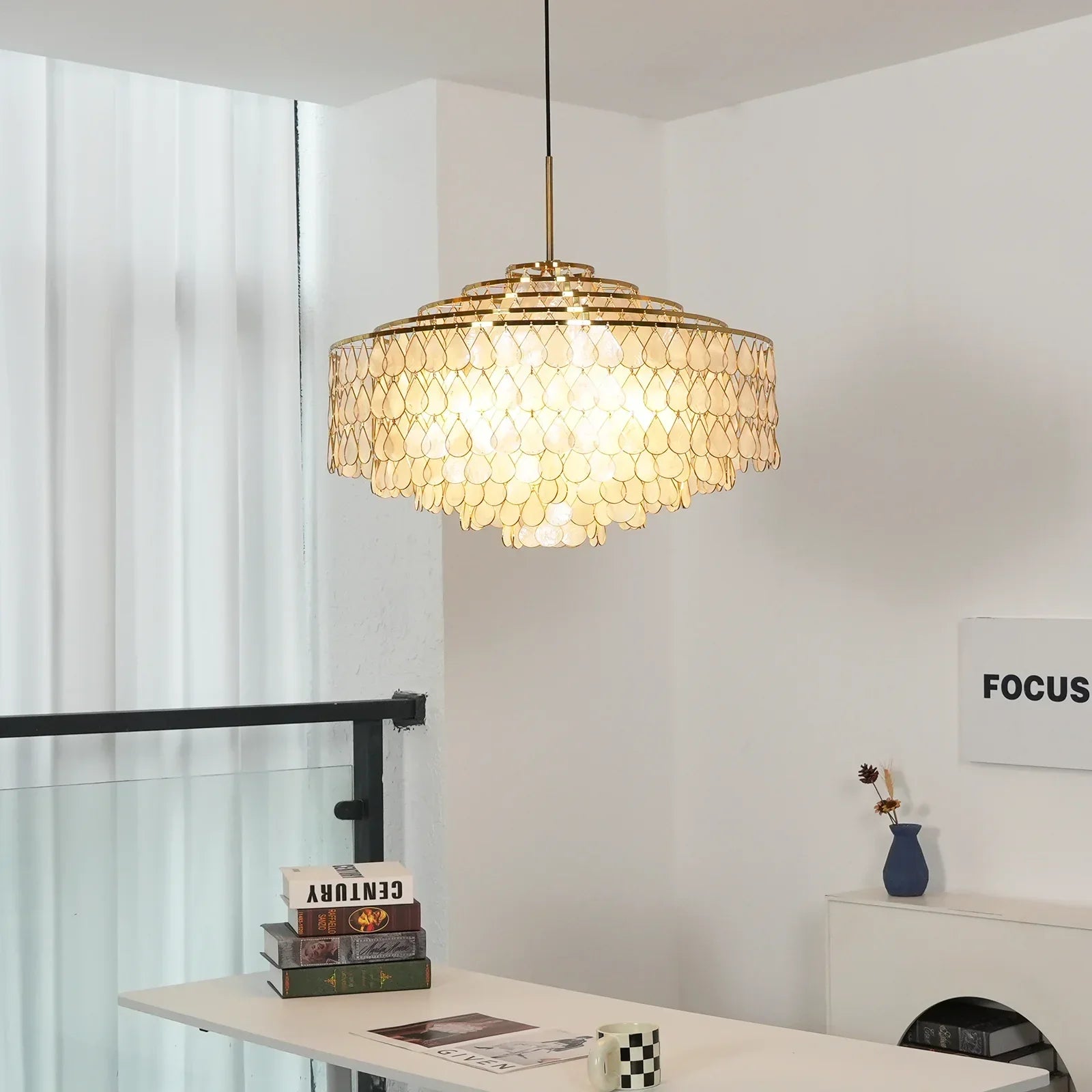 Teardrops Tiered Shell Chandelier