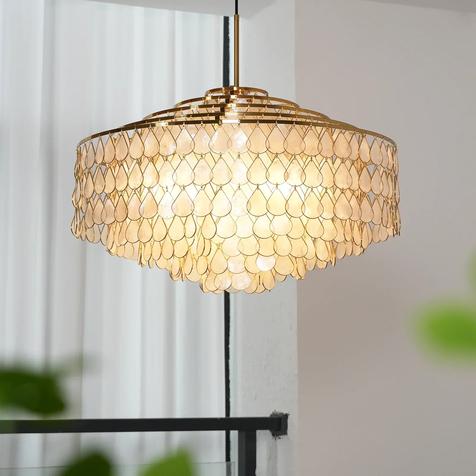 Teardrops Tiered Shell Chandelier