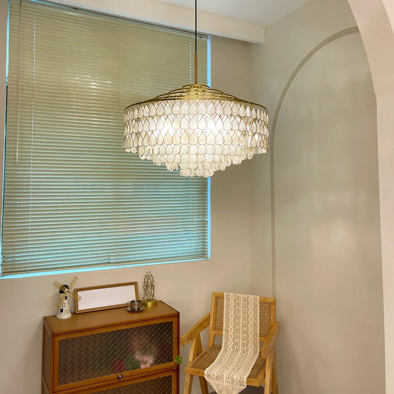 Teardrops Tiered Shell Chandelier