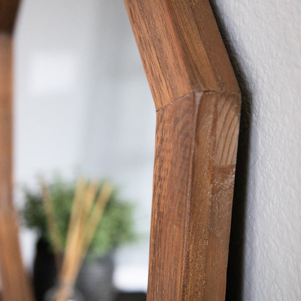 Octagon Wood Frame Mirror