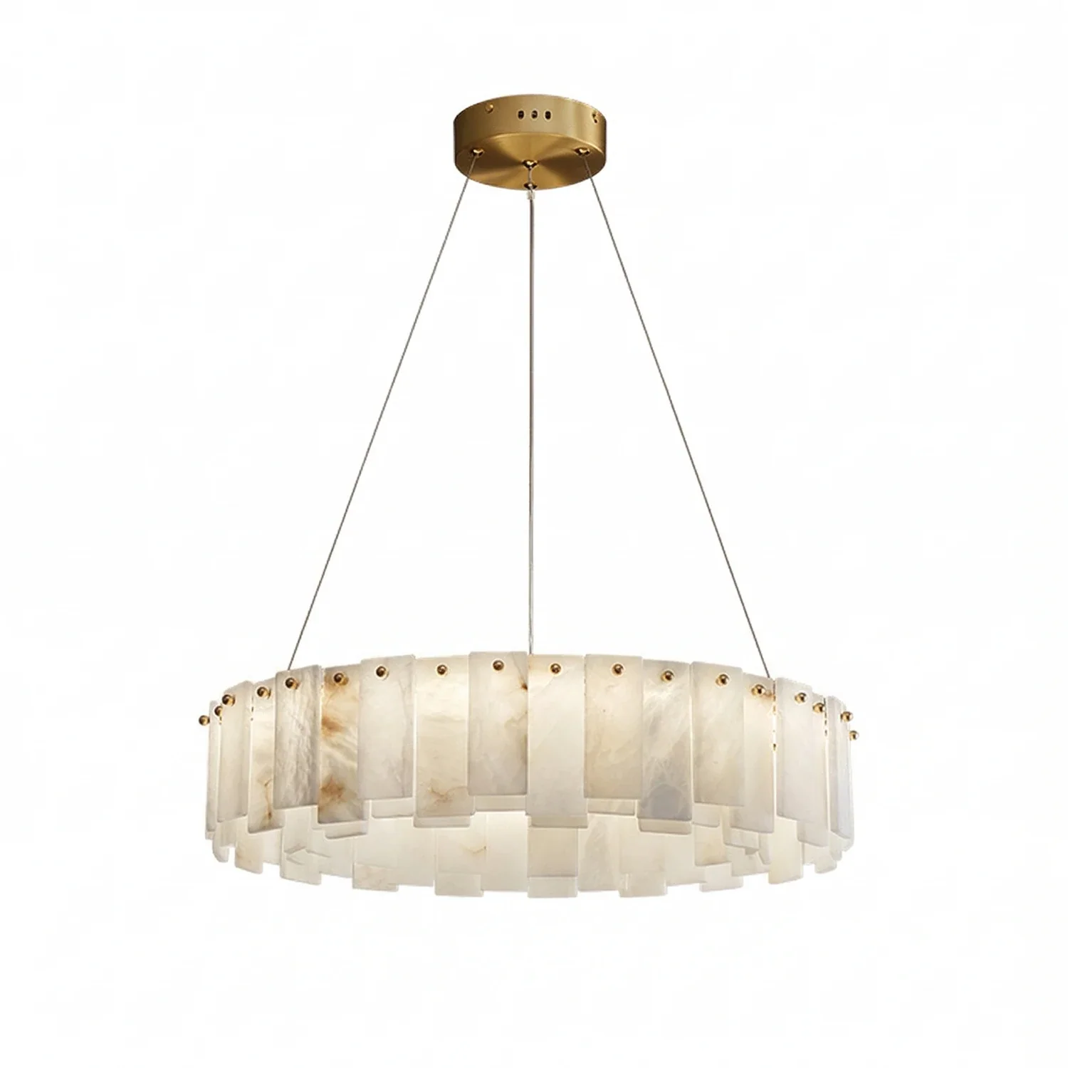 Modern Alabaster Celestial Round Chandelier