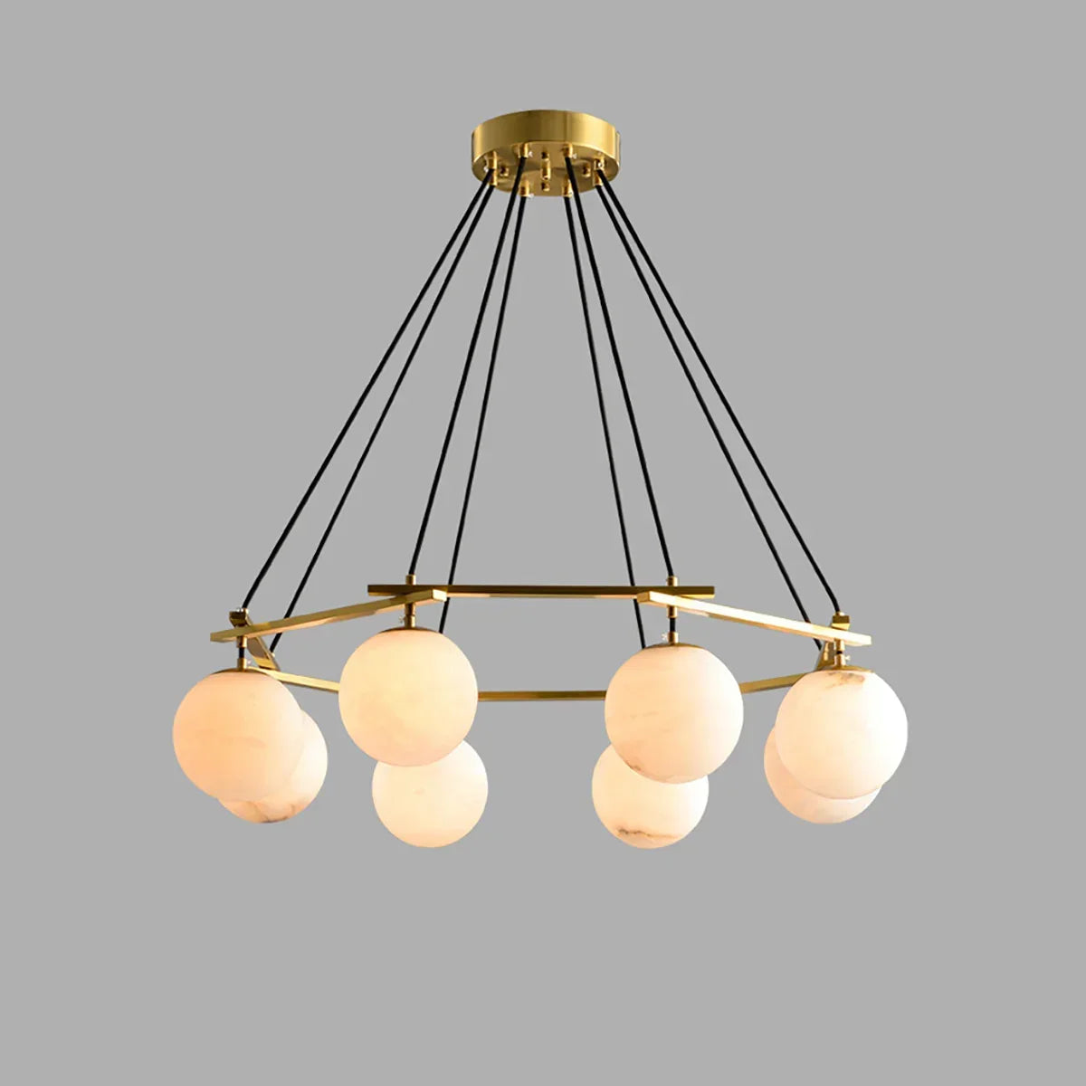 Modern Geometric Alabaster Sphere Chandelier