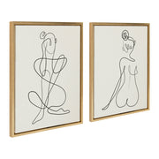 Sylvie Thinking of You Line Art and Sitting Beauty Framed Canvas Set by Rachel Lee of My Dream Wall