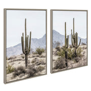 Sylvie Tall Saguaro Cacti Desert Mountain 1 and 2 Framed Canvas by The Creative Bunch Studio