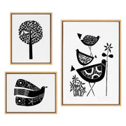 Sylvie Trio Linocut, Love Tree Linocut and Over the Cloud Linocut Framed Canvas Art Set by Giuliana Lazzerini