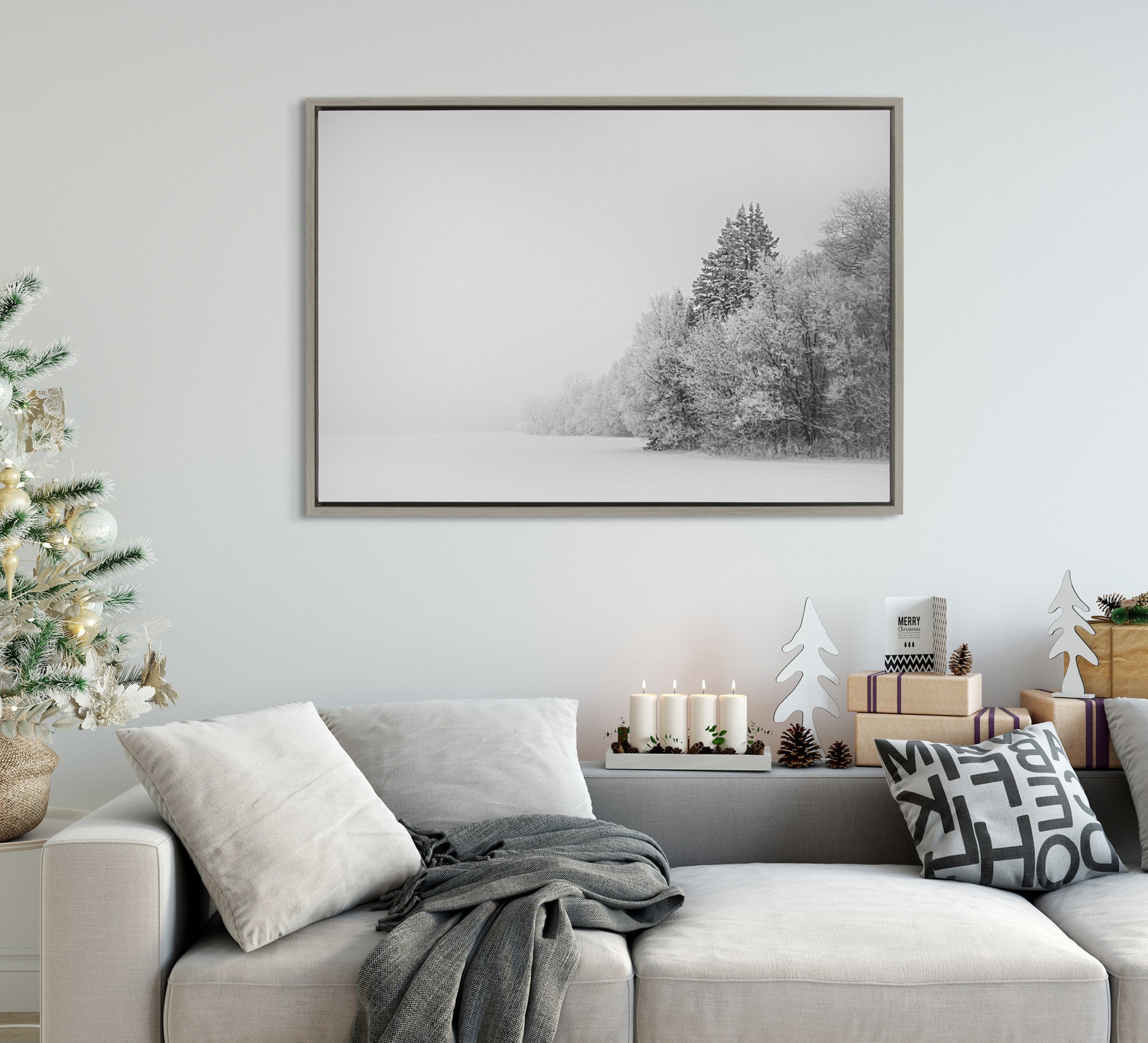 Sylvie Black and White Snow Day Framed Canvas by Emiko and Mark Franzen of F2Images