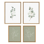 Sylvie Eucalyptus 4a, Eucalyptus 4b and Modern Sage Green Botanical Line Sketch Print 1 and 3 Framed Canvas Art Set by Various Artists