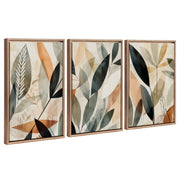 Sylvie Abstract Blue and Gray Earth Tone Botanical Framed Canvas Art Set by The Creative Bunch Studio