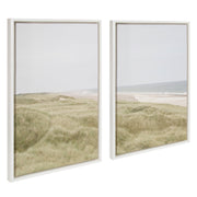 Sylvie Peaceful and Serene Coastal Landscape Left and Right Framed Canvas Art Set by The Creative Bunch Studio