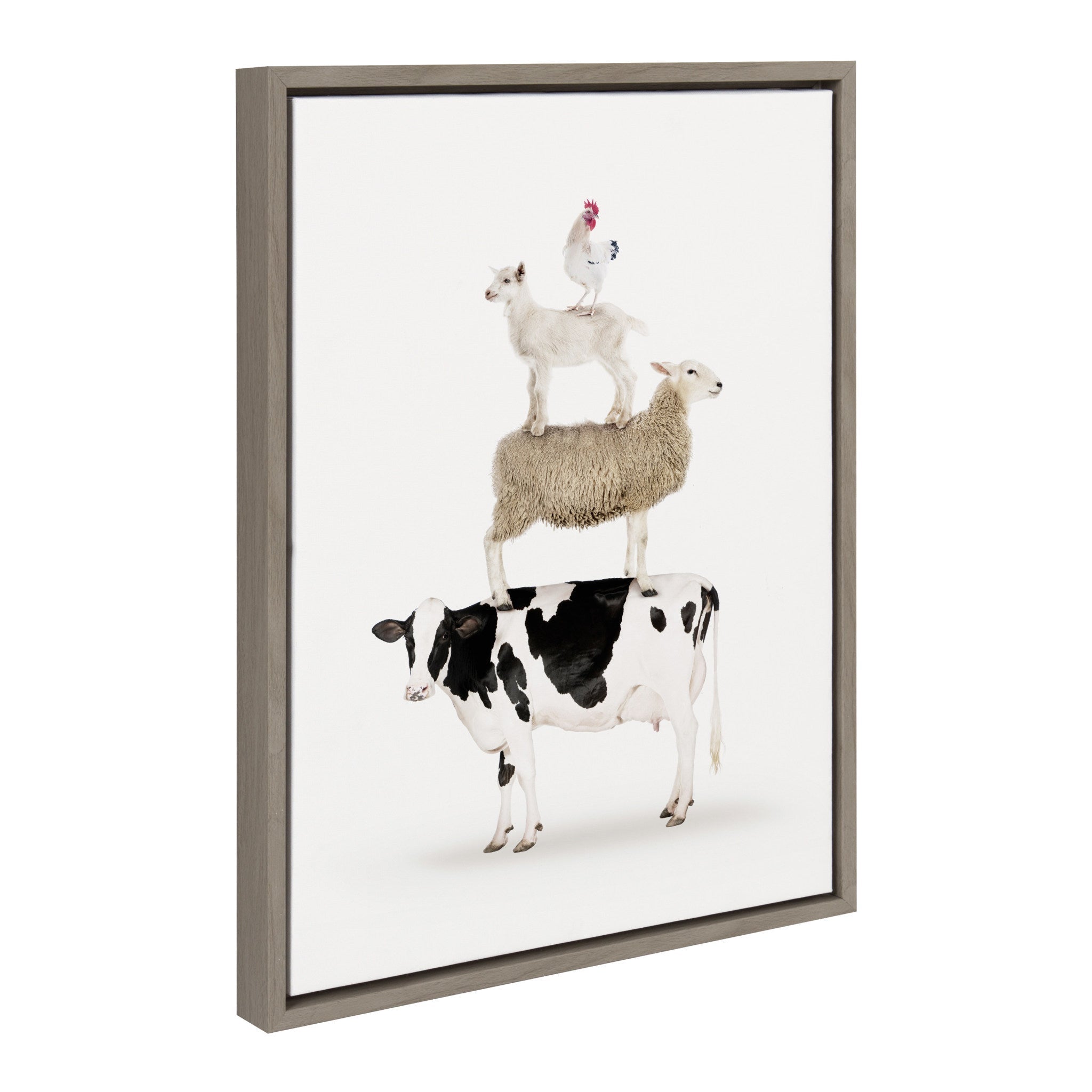 Sylvie Stacked Farm Animals Framed Canvas by Amy Peterson