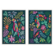 Sylvie Tropical Parrot and Tropical Toucan Framed Canvas Art Set by Rachel Lee