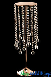 Crystal Beaded Cake Stand/Riser "Allesandr" Gold - 26 1/2" - Prestige Collection