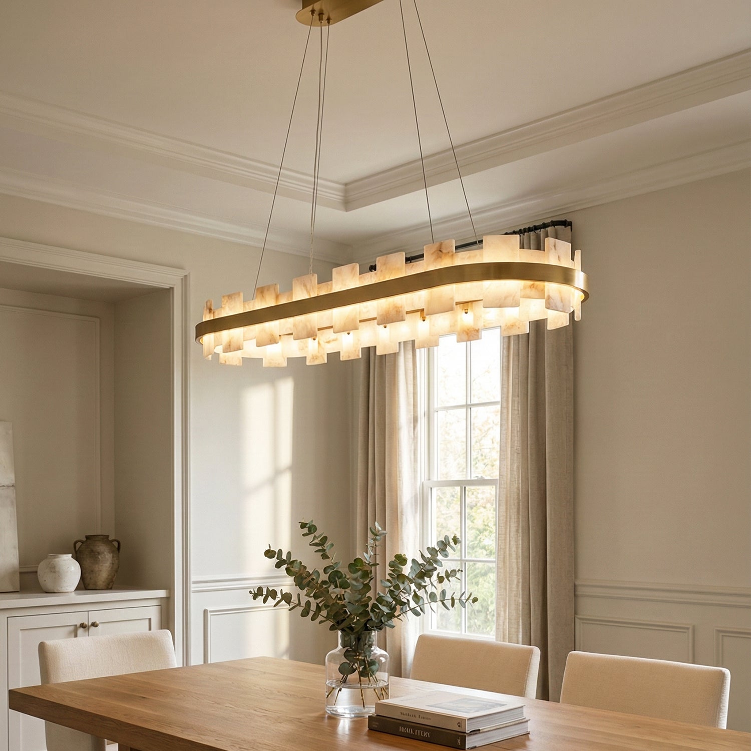 Rectangle Alabaster Annular Chandelier