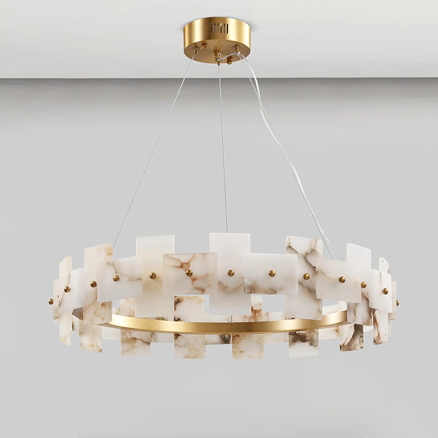Rectangle Alabaster Annular Chandelier