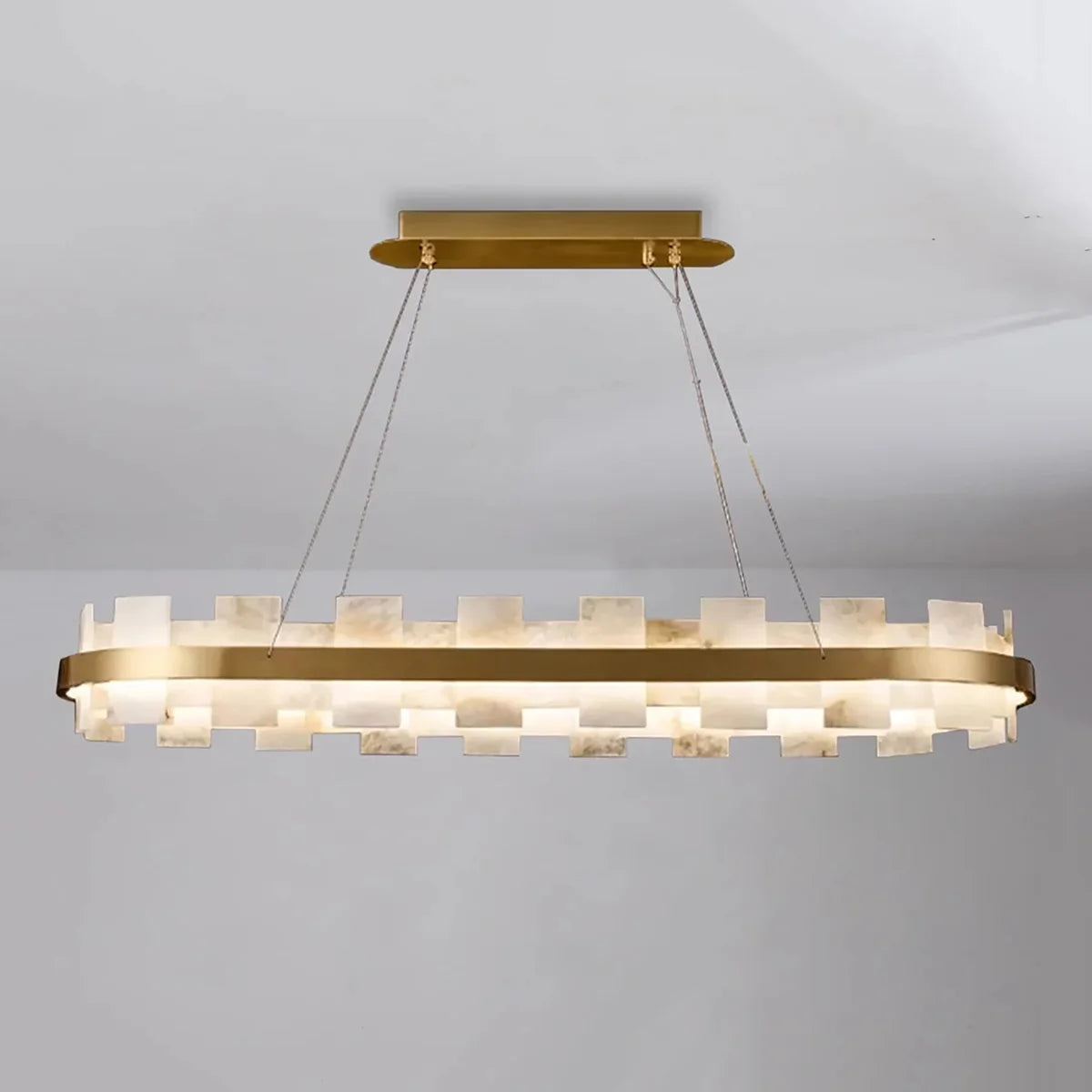 Rectangle Alabaster Annular Chandelier