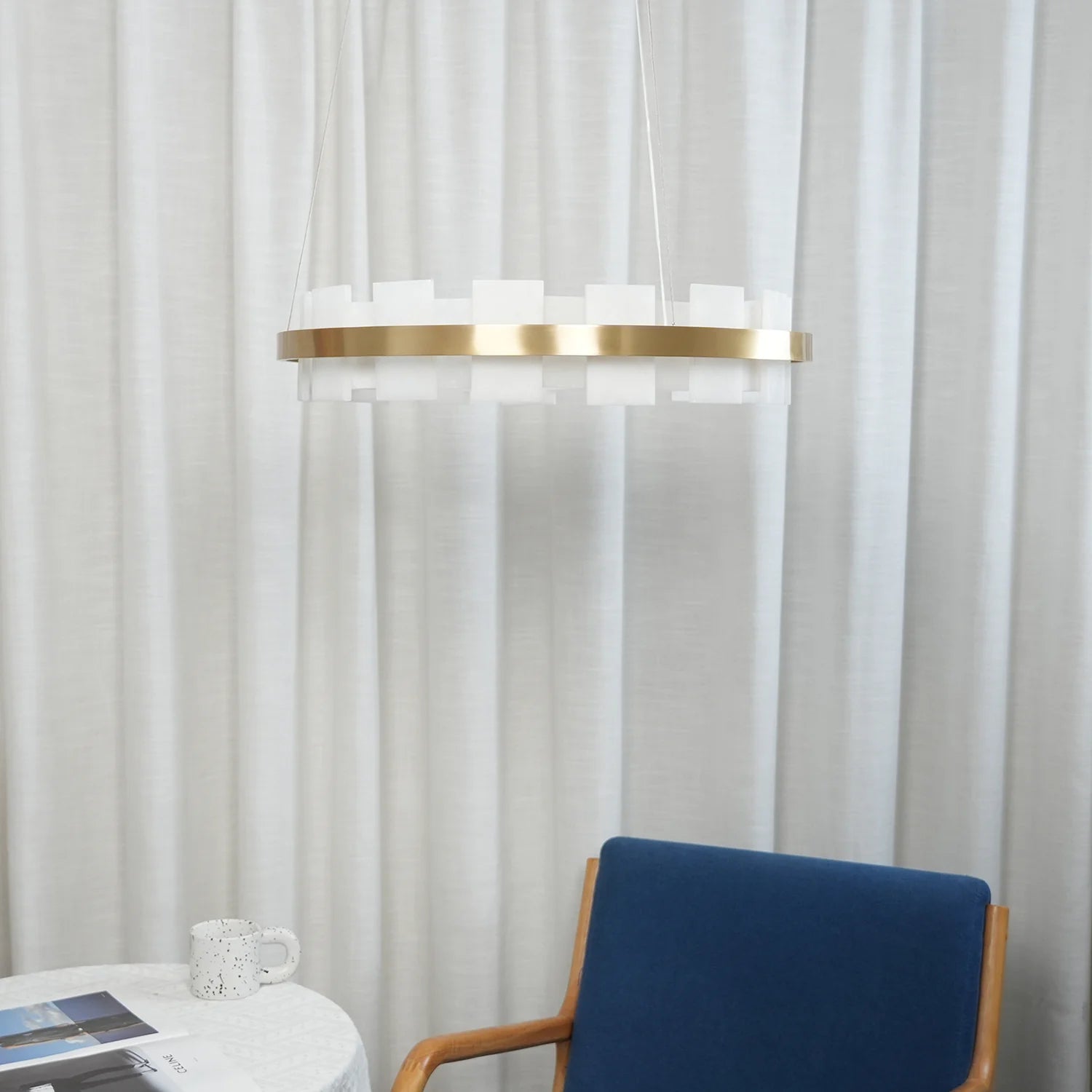 Rectangle Alabaster Annular Chandelier