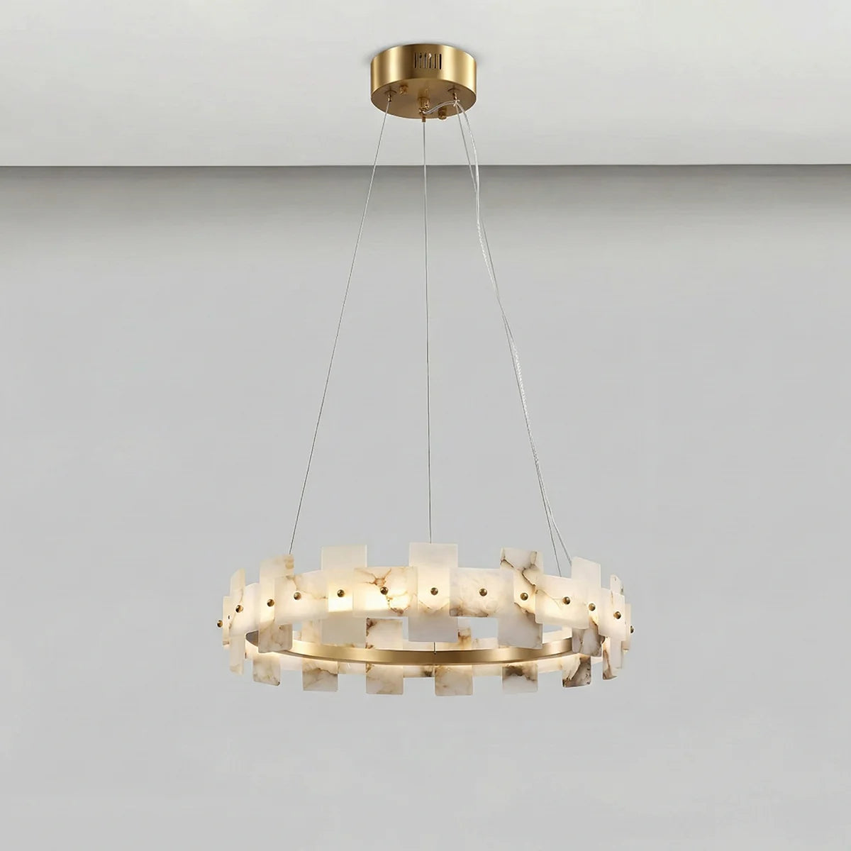 Rectangle Alabaster Annular Chandelier