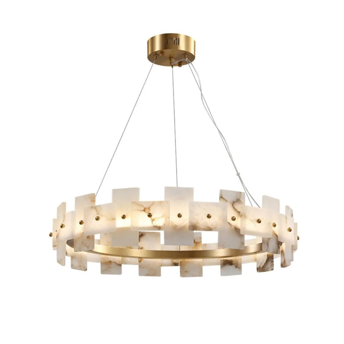 Rectangle Alabaster Annular Chandelier