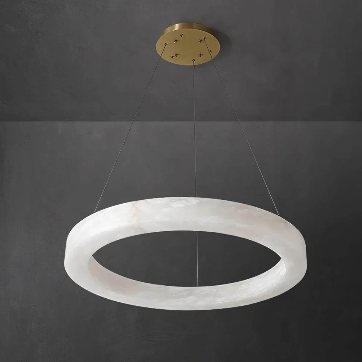Round Ring Shaped Alabaster Chandelier