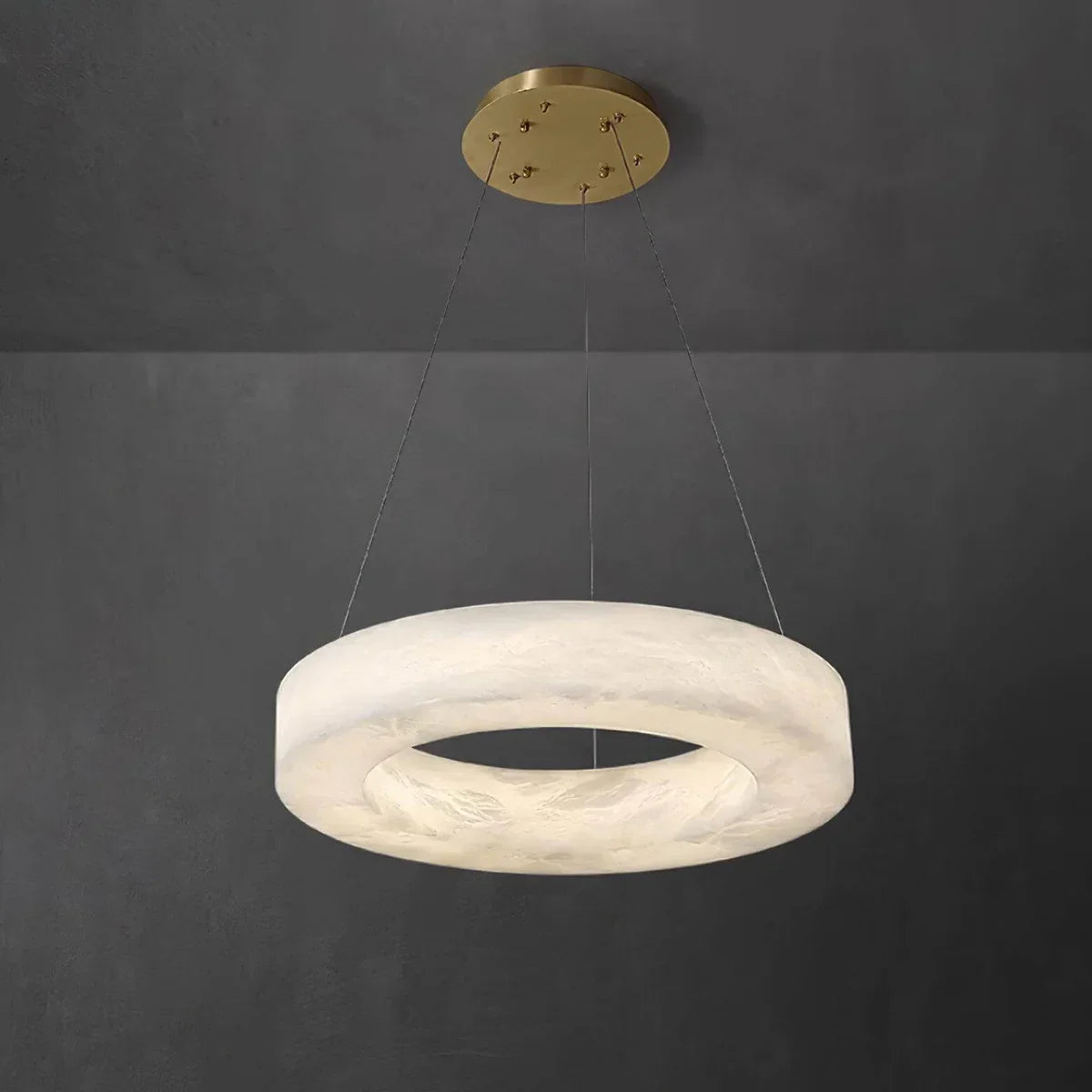 Round Ring Shaped Alabaster Chandelier