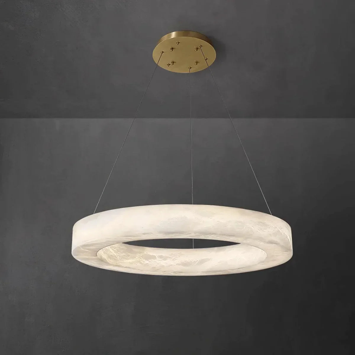 Round Ring Shaped Alabaster Chandelier