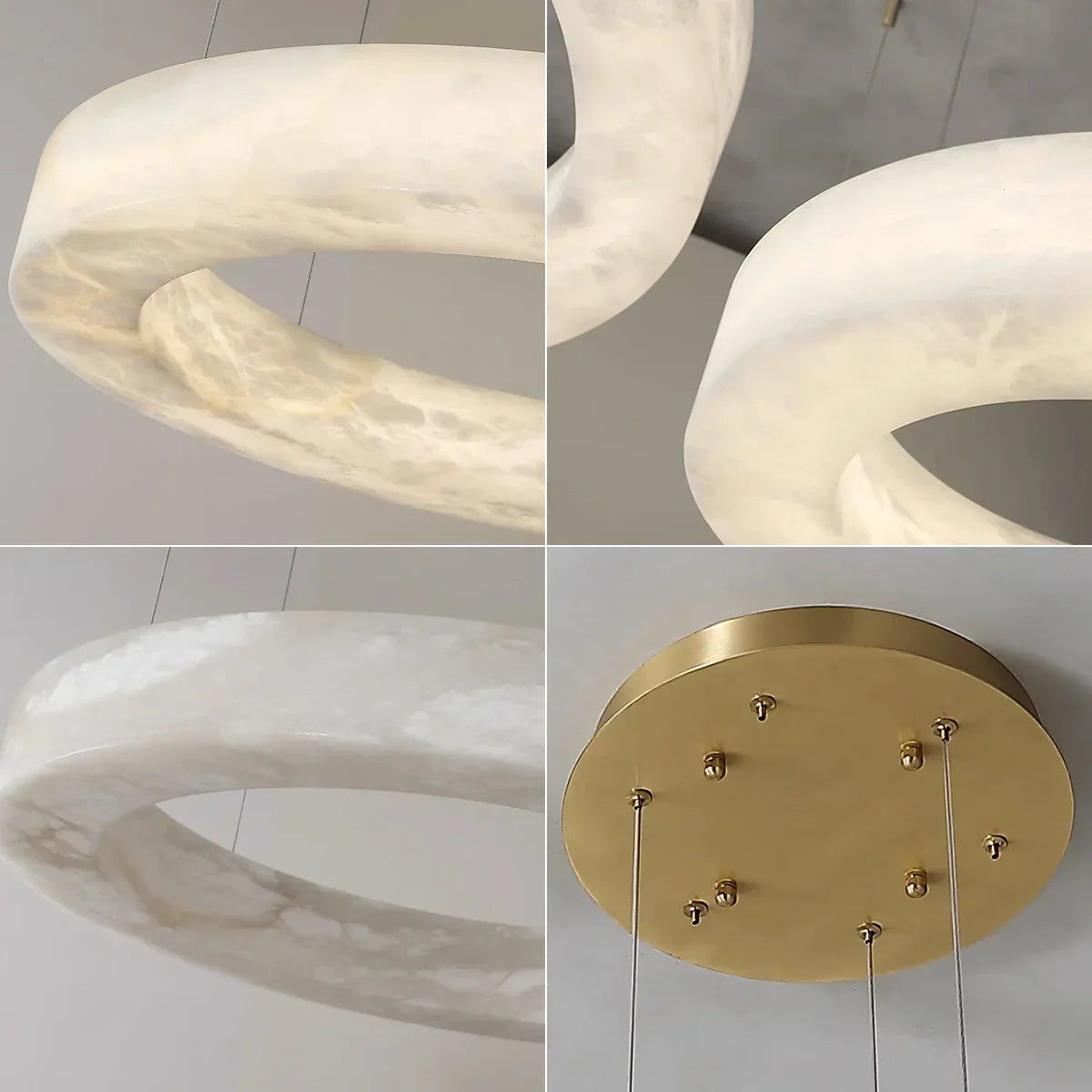 Round Ring Shaped Alabaster Chandelier