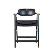 Wagner Counter Chair Distressed Black / Black Faux Leather - KD
