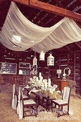 Sheer Draping Panel Ivory 10' Tall x 10' Wide w/ Top & Bottom Rod Pockets