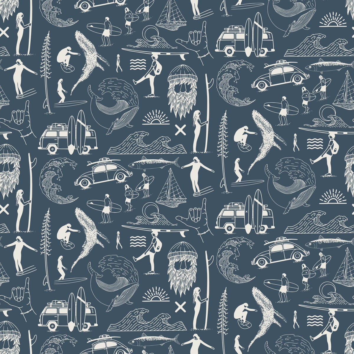Saltwater Surf (Blue) Wallpaper