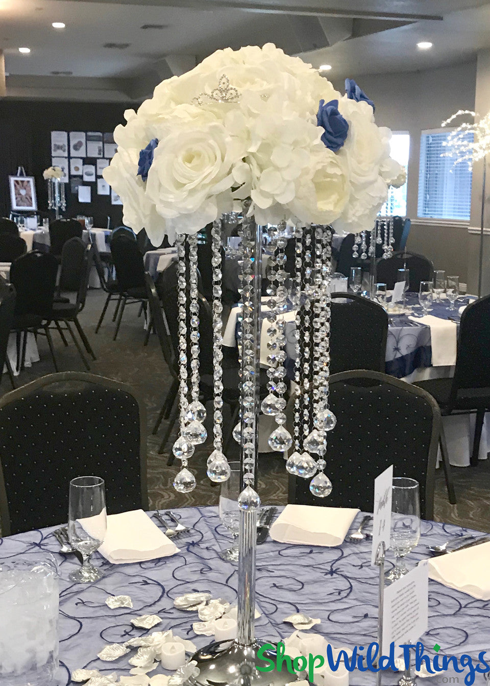 Crystal Beaded Cake Stand/Riser "Allesandr" Gold - 26 1/2" - Prestige Collection