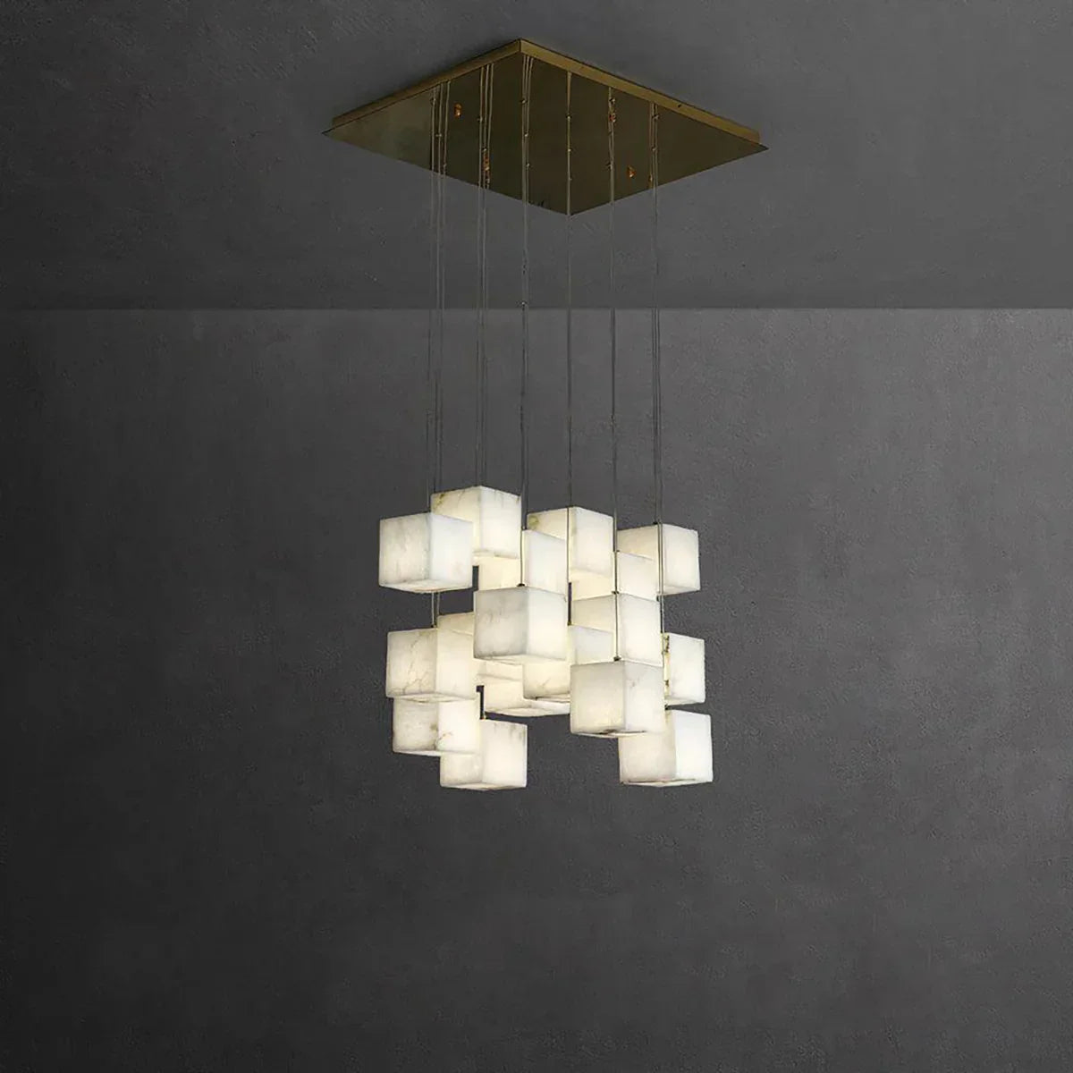 Square Alabaster Box Chandelier