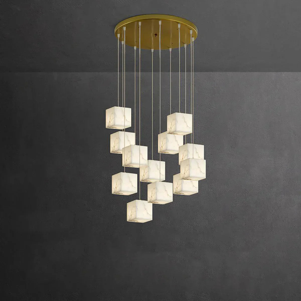 Square Alabaster Box Chandelier