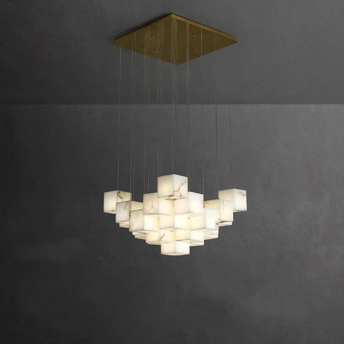 Square Alabaster Box Chandelier