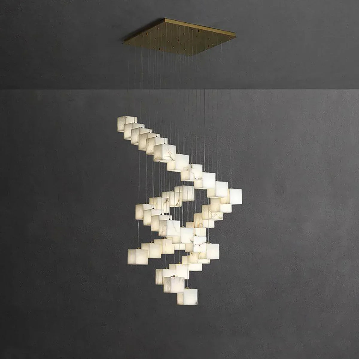Square Alabaster Box Chandelier