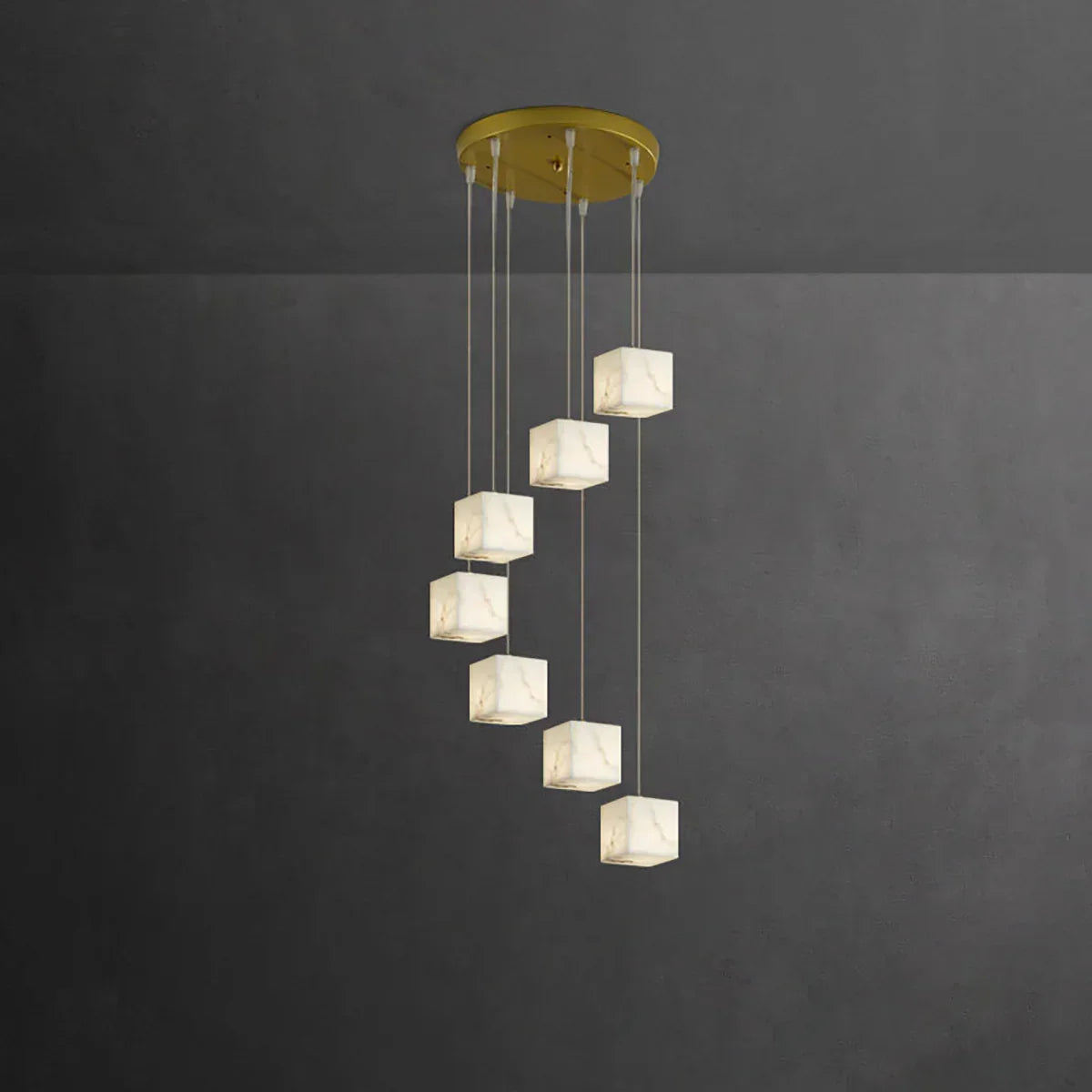 Square Alabaster Box Chandelier