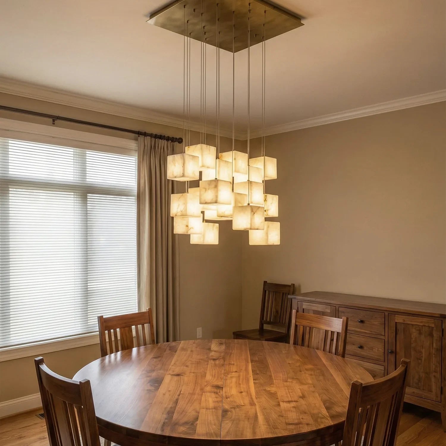 Square Alabaster Box Chandelier