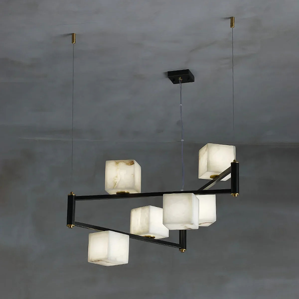Square Alabaster Box Chandelier