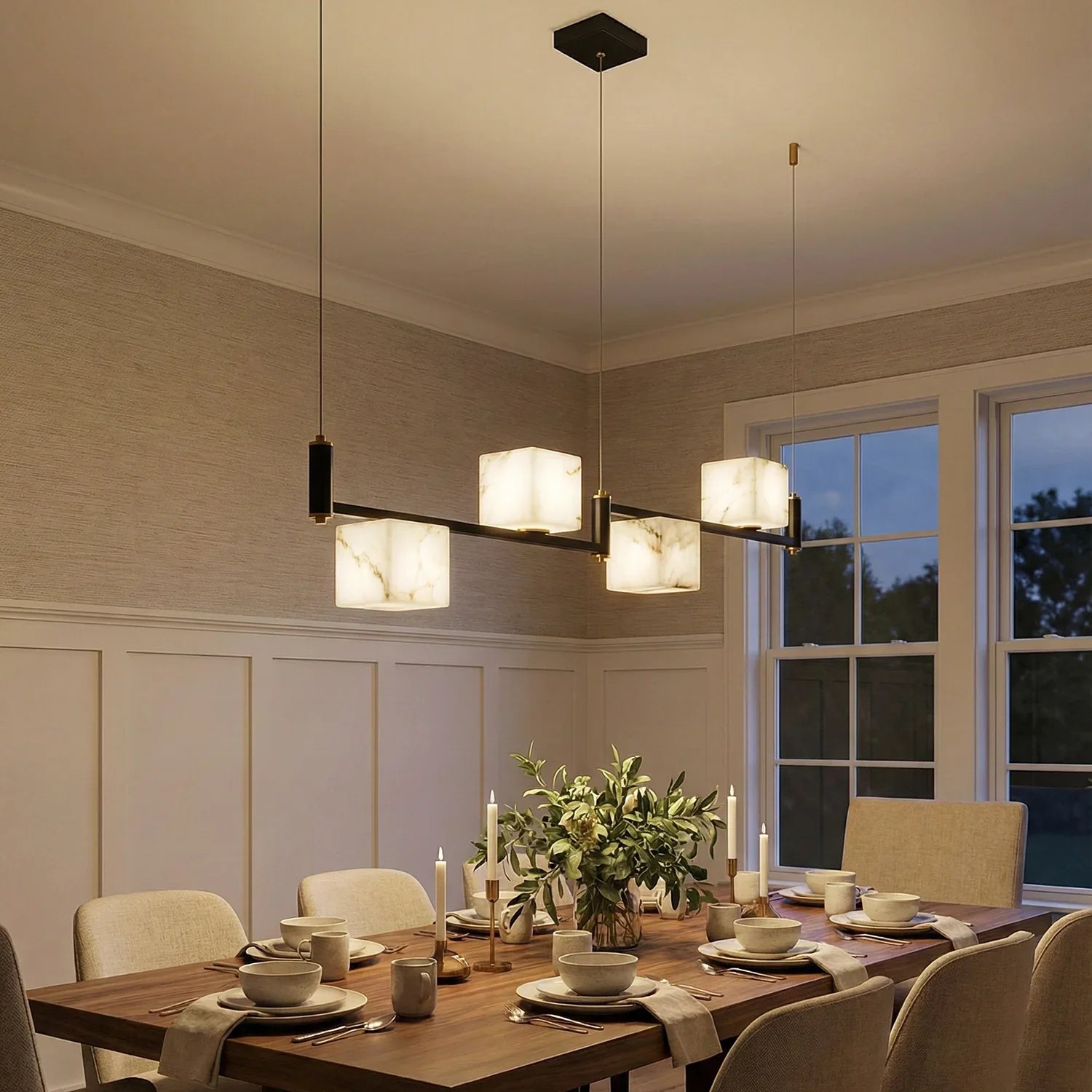 Square Alabaster Box Chandelier