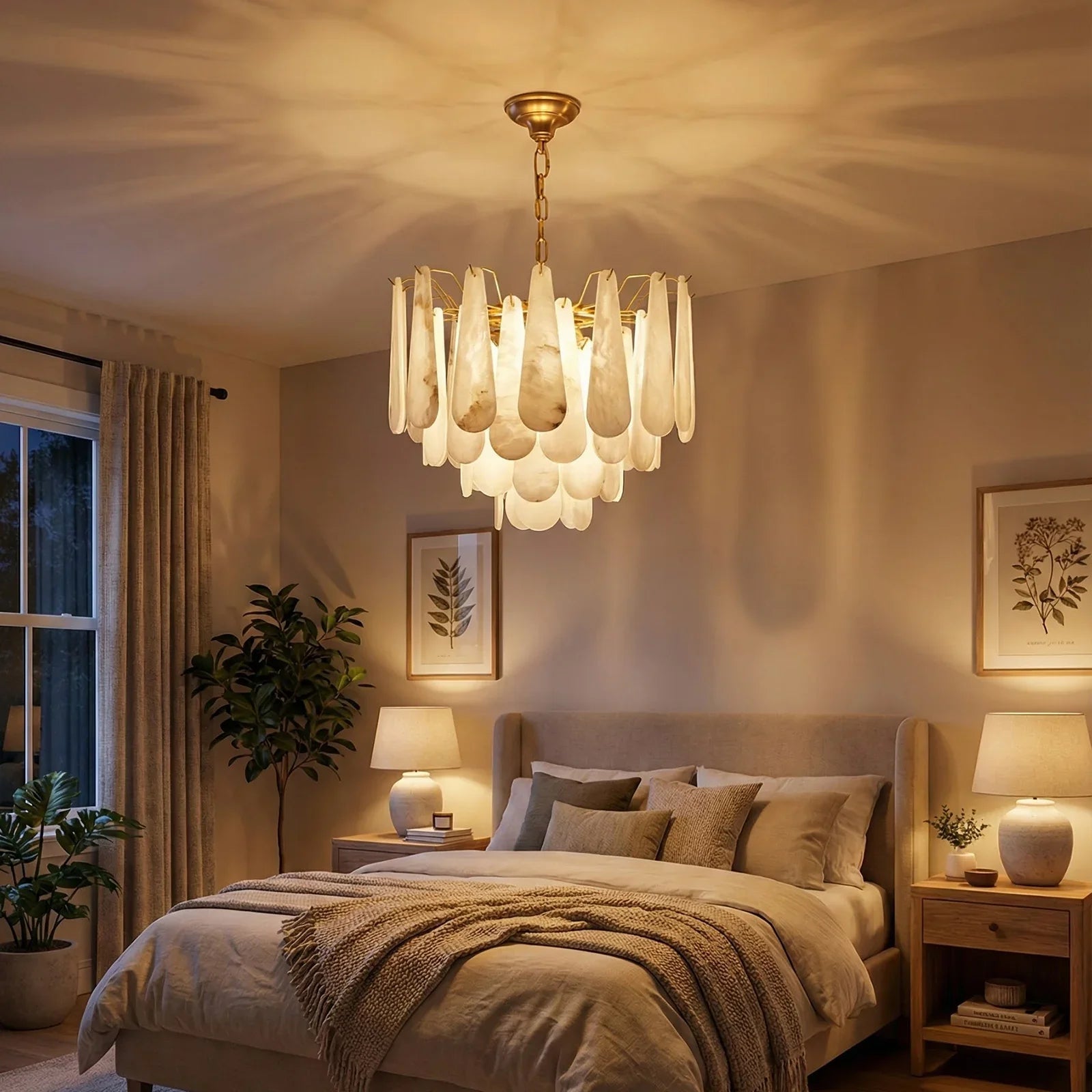 Teardrop Shaped Alabaster Chandelier