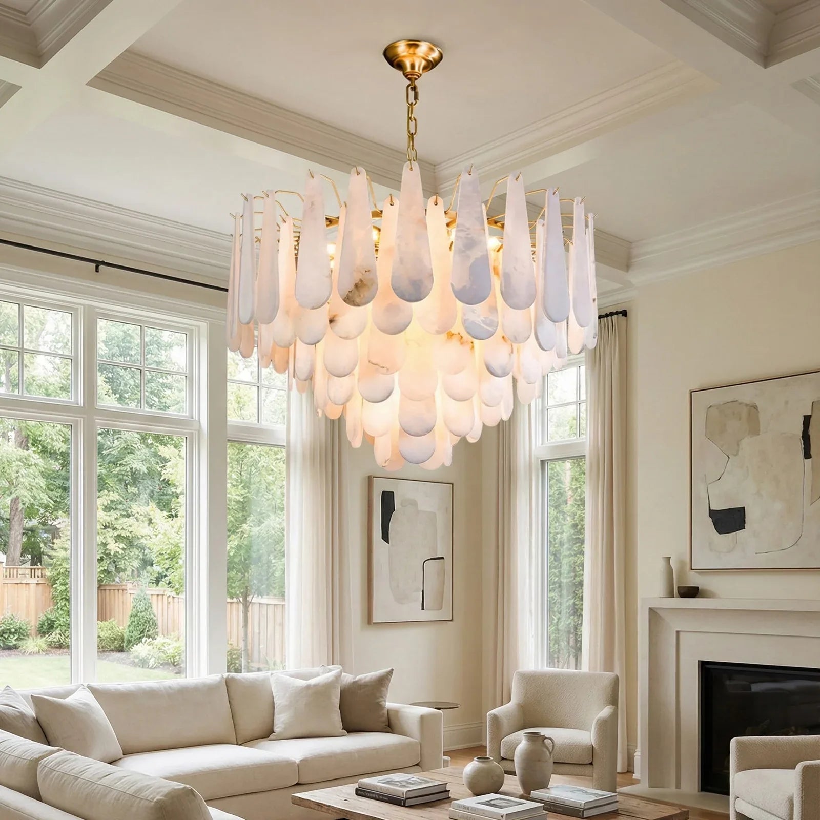 Teardrop Shaped Alabaster Chandelier