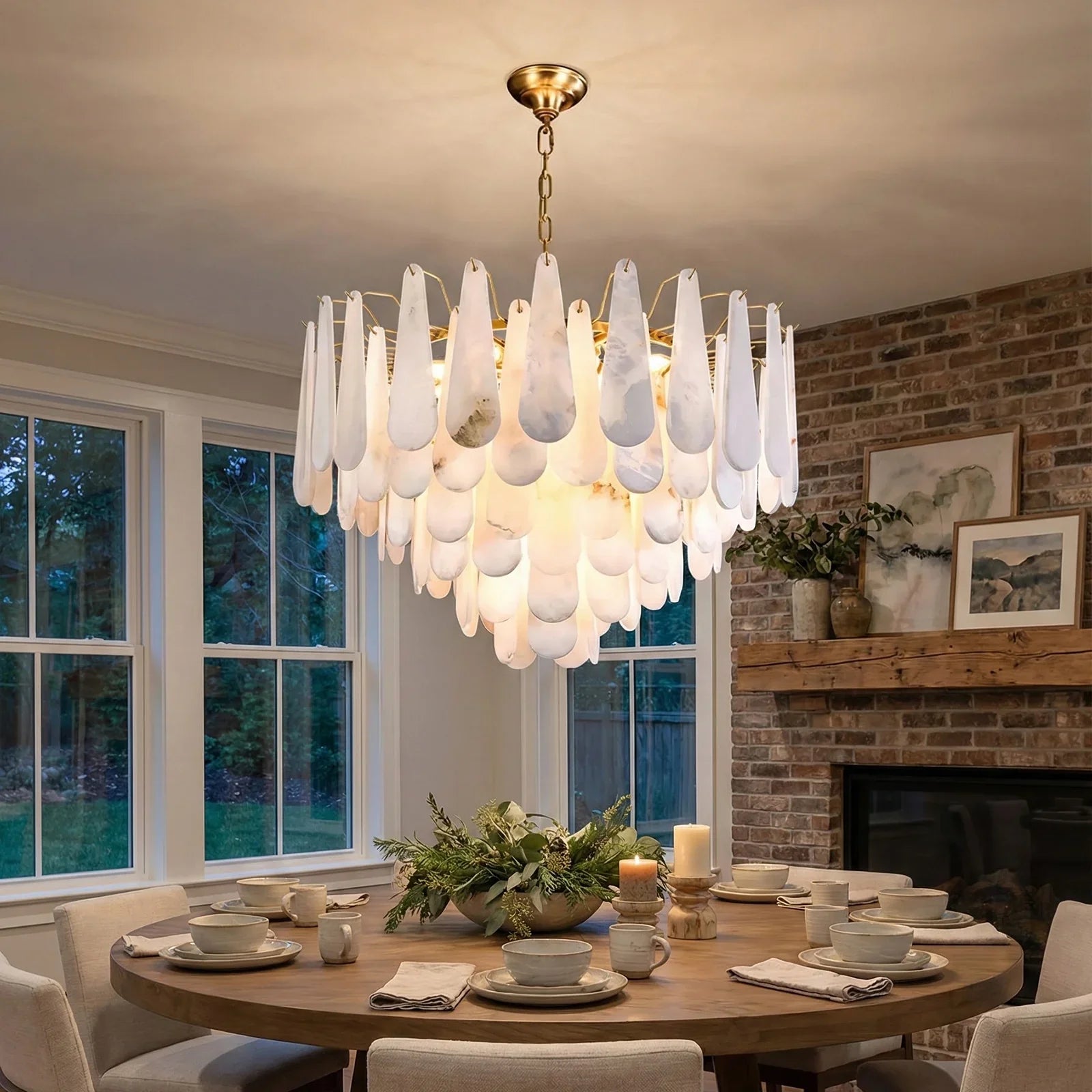 Teardrop Shaped Alabaster Chandelier